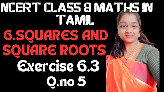 NCERT CLASS 8 MATHS CHAPTER 6 SQUARES AND SQUARE ROOTS EXERCISE 6.3  QUESTION NO 5 IN TAMIL