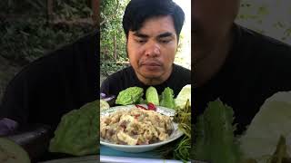 Fish raised with pork mukbang eating