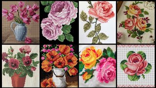 Floral cross stitch Hand embroidery  thick cotton / Beautifull Hand cross stitch