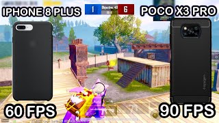 iPhone 8 Plus vs Poco X3 Pro🔥| Pubg Mobile | 60 FPS vs 90 FPS | iPhone 8 Plus graphic test in 2021|