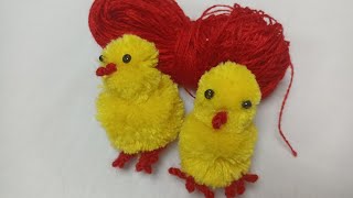 Super easy chicken making idea with fingers diy chick how to make yarn chicken