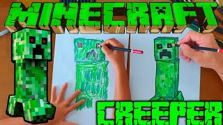 How to draw a CREEPER from MINECRAFT step-by-step instructions