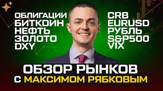 🔴 Биткоин, S&P 500, Золото, Нефть, Рубль, EURUSD, Облигации, VIX, CRB, DXY. Обзор рынков