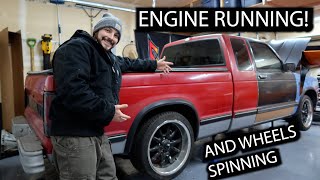 Junkyard Vortec 5.7L Swapped S10 Is Finally Idling And Spinning The Wheels!