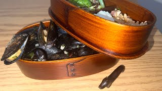 lonchera diaria Día 6 - mejillones - Japanese “Magewappa Bento” Box caja de almuerzo 6 ASMR