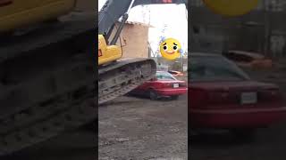 This is what happens when a car is run over by an excavator #Experimen #experimen #trending