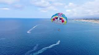 Parasailing drone footage from Aris Water Sports