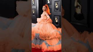 Ariana grande orange Grammy dress