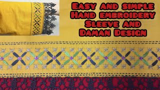 Hand embroidery sleeve and daman design | Border patern design for dress and garments |hand work