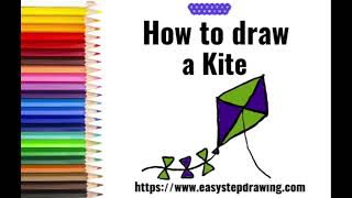 Draw easy step kite | #easystepdrawing #kite #summer #kitefestival