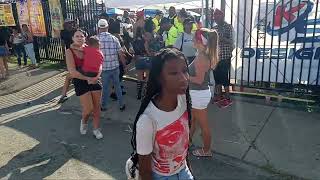 Walking the crowd at the Puerto Rican Grease Pole competition/festival