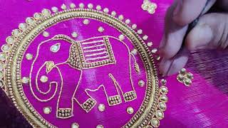 making of elephant butie on kid blouse