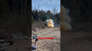 5lbs of Tannerite launches barrel into sky     #shorts