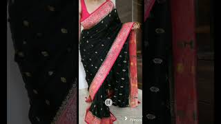 Black Saree with Pink Zari Pallu