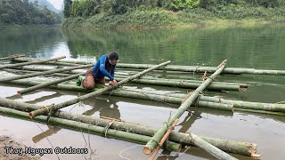 Build a River Shelter: Gather Ingredients,Fish, Catch & Cook | Part 1