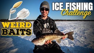 WALLEYES BITE WHAT?!?! (Weird ICE Fishing Challenge) 😂