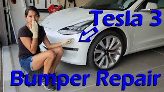 Mobile Bumper Repair Phoenix Arizona Tesla 3 (3 Stage Pearl White)