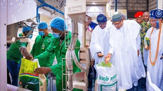 BREAKING NEWS: President Muhammadu Buhari commissions the Lagos Rice Mill, Imota.