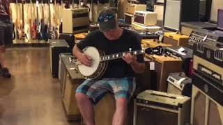 Checking out banjos in Nashville