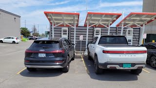 Rivian R1T vs Audi Etron first encounter in Ontario