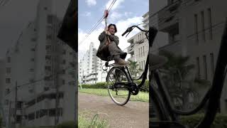 ターザンロープ➡︎自転車飛び乗りチャレンジ【Tarzan rope➡︎Bicycle jumping challenge】#shorts