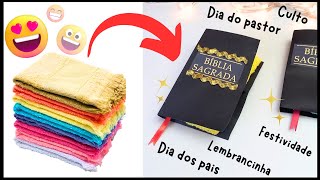 Bíblia com Toalhinha de mão - ideia de lembrancinha para igreja #diadospais @Juhlilas