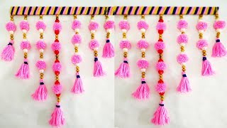 How To Make  Hanging Toran Making Using Wool | Tutorial Wall Hanging Toran Making At Home