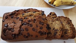 One Bowl Chocolate Chip Banana Cake Recipe | How to make moist banana cake with chocolate chips