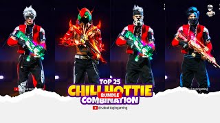 TOP 25 BEST DRESS COMBINATION WITH CHILI HOTTIE BUNDLE ! NEW GOLD ROYAL BUNDLE COMBINATION #freefire