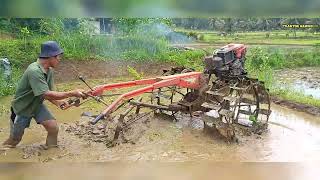 joki senior!!! traktor sawah g 1000 menggarap sawah tanah alot berlupur sangat menguras tenaga joki