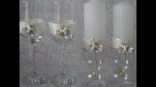 DIY  Wedding candles and glasses/Հարսանեկան մոմեր և բաժակներ/Свадебные свечи и бокалы