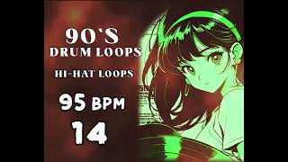 [FREE] 90's Hi-Hat Drum Loop 95 BPM 14 [Full Hi-Hat Drum Loops ] | Free Stock Music Loops & Samples