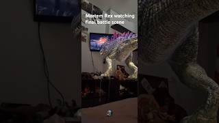 Mortem Rex watches final battle scene from Jurassic World #shorts (Jurassic World alive) (AR)