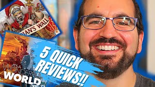 5 QUICK BOARD GAME REVIEWS | Hadrian's Wall, Four Gardens, It's a Wonderful World, Mind MGMT