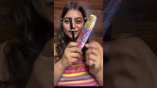 Hair comb eyeliner challenge 🦋#challengeshorts #indian #5minutecrafts #ashortaday #shortviralhacks