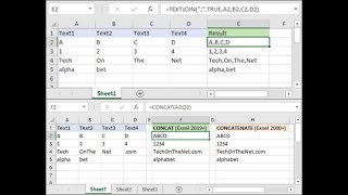 How to join 2 texts in Excel