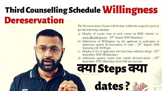 Third Counselling after Dereservation | Steps and important dates | Chandigarh admissions 2020