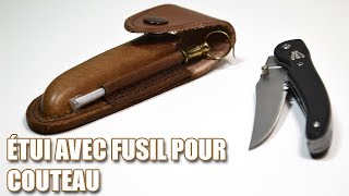 Étui en cuir pour couteau poche avec fusil pour affuter