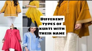 Different styles of kurtis with their name 😊