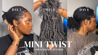 MINI TWIST ON NATURAL HAIR FROM START TO FINISH | Protective style for growth | A Week In My Hair