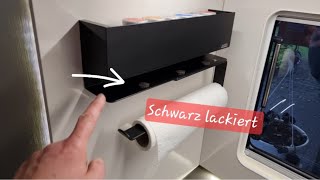 Unser Update zum Küchenregal zur Halterung der Spülenandeckung incl.  Papierhalter