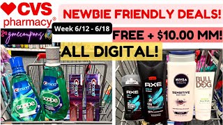 CVS Couponing Haul - NEWBIE FRIENDLY DEALS! || ALL DIGITAL - FREE + $10 MM 🔥 (6.12-6.18)