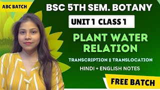 Plant water relation BSc 3rd year 5th semester paper 1 unit 1 in Hindi & English 🔥💯