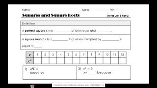 Perfect squares and square roots