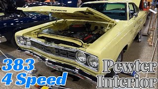 1968 Plymouth Roadrunner 383 4 Speed Sunfire Yellow With Pewter Interior