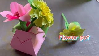 How To Make Flower Pot | Origami Paper Craft Flowers Pot