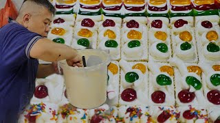 Baking Process of AMERICAN APPLE CRUMBLE PIE + RAINBOW Buttercream Cake!! AMAZING Skills!!