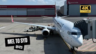 QANTAS B737-800 QF420 Economy Class - Melbourne to Sydney, Qantas MEL Domestic Business Lounge (4K)