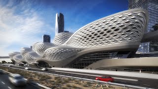 King Abdullah Financial District Metro Station by Zaha Hadid in Riyadh, Saudi Arabia - 2019