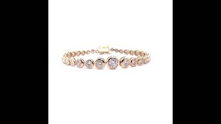 Designer Oscar Friedman 7.68 Carat Diamond Bezel Link Tennis Bracelet in 14k Yellow Gold